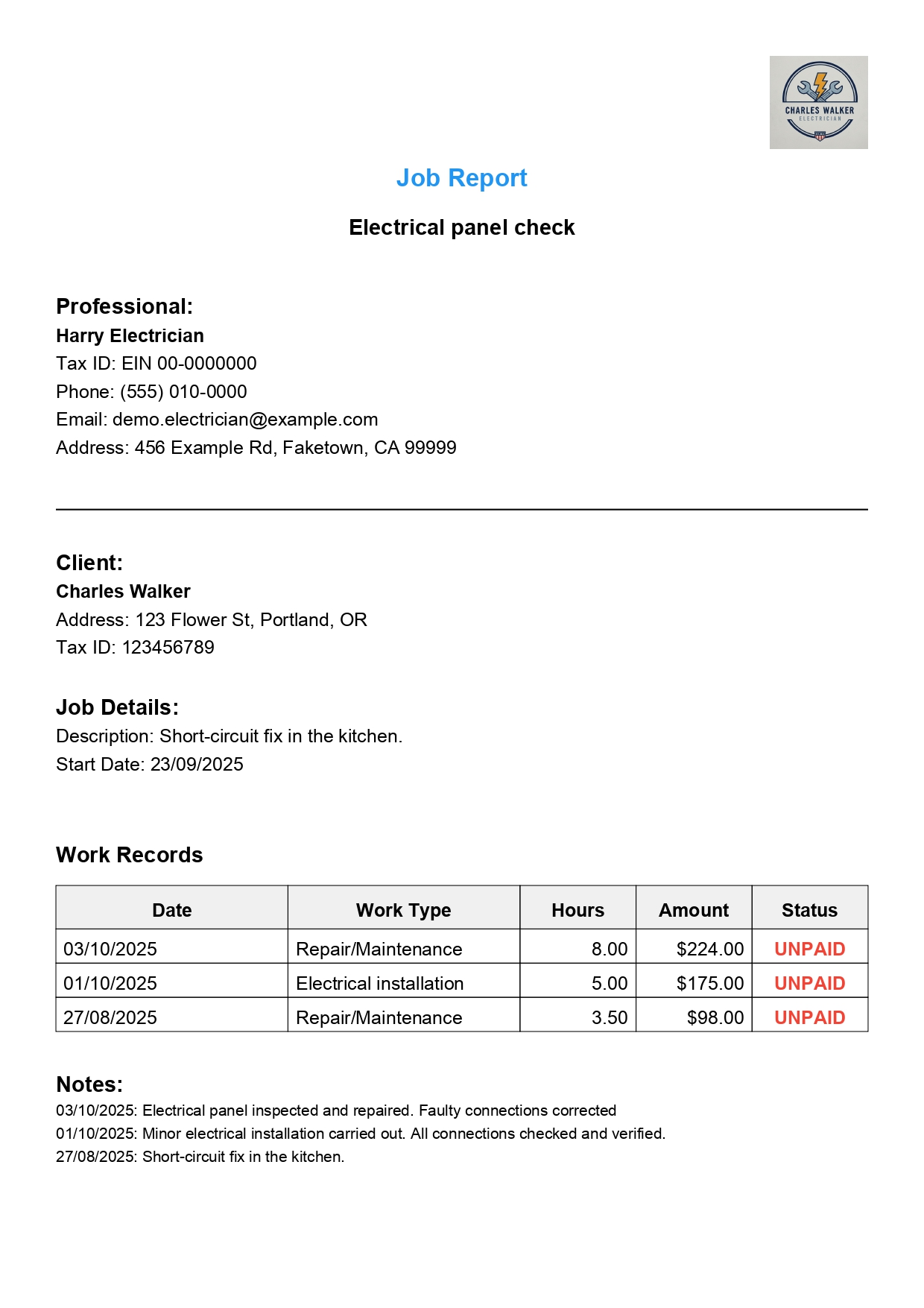 TaskChrono Report - Page 1